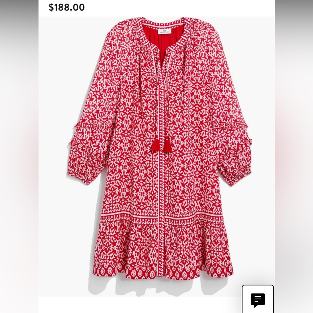 Vibrant vineyard vines Red Patterned Dress with Tassels M